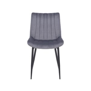 wohnli-moebel-suche-M23087639-1 2er Set Stühle mit Metallgestell Sitz aus Samt grau 61x82x46cm Samt Grau CLP Möbel Esszimmermöbel Stühle