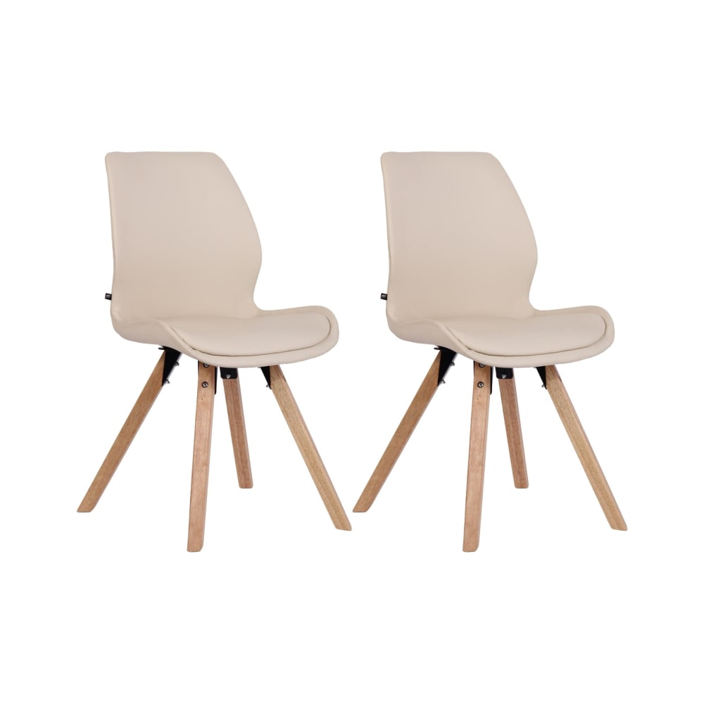 wohnli-moebel-suche-M23087640 Wohnli Möbelsuche - 2er Set Stühle mit Holzgestell und Sitz aus Kunstleder creme