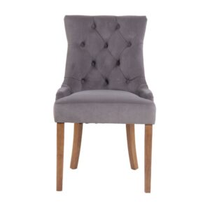 Esszimmerstuhl gesteppt mit Holzgestell aus Samt grau 55x92x58cm Samt Grau CLP Möbel Esszimmermöbel Stühle