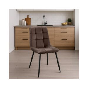 2er Set Esszimmerstühle mit Metallgestell Samt braun 55x84x45cm Samt Braun CLP Möbel Esszimmermöbel Stühle