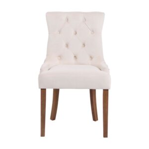 wohnli-moebel-suche-M23087671-1 Esszimmerstuhl gesteppt mit Holzgestell aus Samt creme 58x92x55cm Samt Beige CLP Möbel Esszimmermöbel Stühle