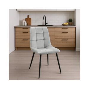 2er Set Esszimmerstühle mit Metallgestell Samt grau 55x84x45cm Samt Grau CLP Möbel Esszimmermöbel Stühle