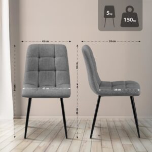 wohnli-moebel-suche-M23087677-1 Esszimmerstuhl mit Metallgestell aus Stoff grau 55x84x45cm Stoff Grau CLP Möbel Esszimmermöbel Stühle