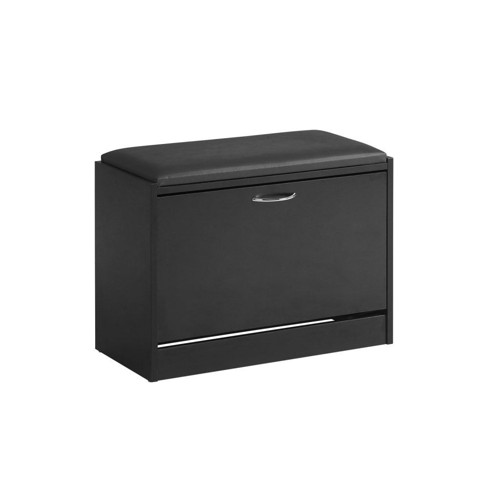 Wohnli Möbelsuche - Schuhbank mit Sitzkissen und 1 Klappe MDF PU Schwarz