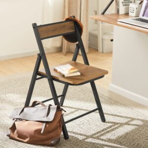 wohnli-moebel-suche-M23087733-1 Klappstuhl aus Holz und Metall Vintagebraun-schwarz 46x80x48cm Metall Schwarz SoBuy Möbel Esszimmermöbel Stühle