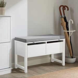wohnli-moebel-suche-M23087762-1 Schuhbank mit 2 Schubladen MDF Weiß 72x64x30cm Holz Weiß SoBuy Möbel Flurmöbel Schuhschränke
