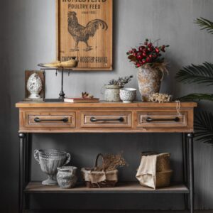 wohnli-moebel-suche-M23087773-1 Konsolentisch aus Tannenholz und Metall 122x81x0cm Holz Braun Mathi Design Möbel Wohnzimmermöbel Konsolentische