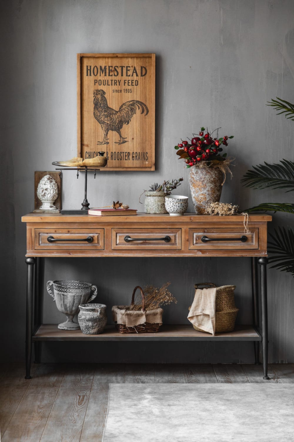 wohnli-moebel-suche-M23087773-1 Konsolentisch aus Tannenholz und Metall 122x81x0cm Holz Braun Mathi Design Möbel Wohnzimmermöbel Konsolentische