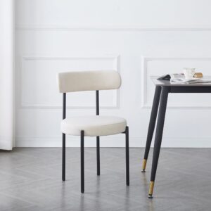 Polsterstühle (2er Set) aus Metall und Samt Beige 48x79x47cm Stoff Beige Nordlys Möbel Esszimmermöbel Stühle