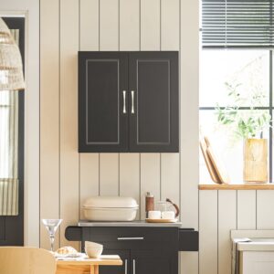 wohnli-moebel-suche-M23091241-1 Hängeschrank mit zwei Türen Badezimmer MDF Schwarz 60x60x30cm Spanplatte Schwarz SoBuy Möbel Badezimmermöbel Badezimmerschränke