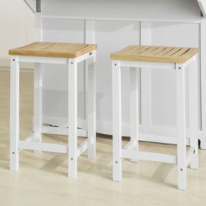 wohnli-moebel-suche-M23091285-1 Küchenstuhl 2er Set Holz Weiß 35x61x35cm Holz Weiß SoBuy Möbel Wohnzimmermöbel Hocker