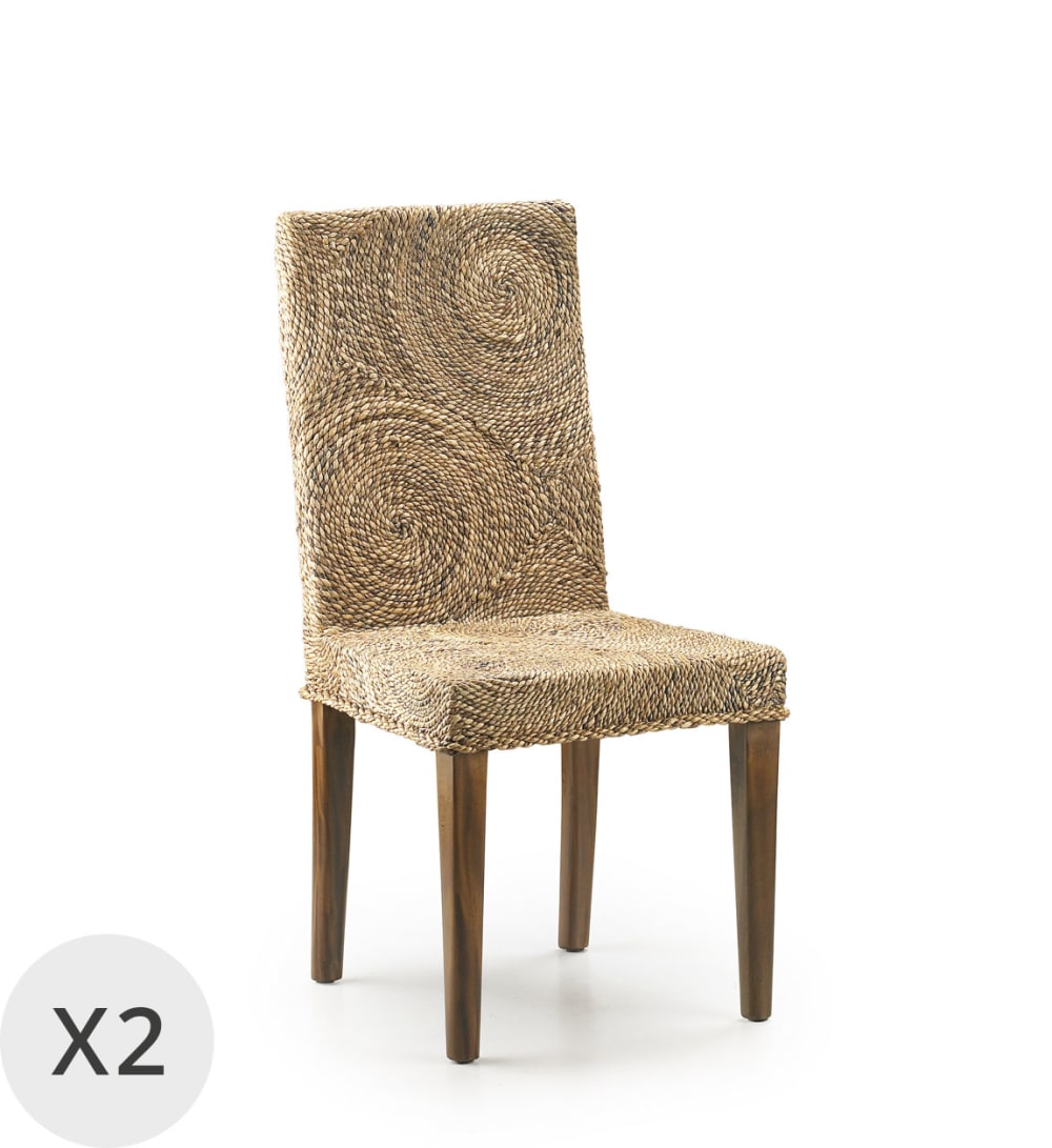 wohnli-moebel-suche-M23091890 Wohnli Möbelsuche - 2er Set Stühle aus Mahagoniholz und Rattan