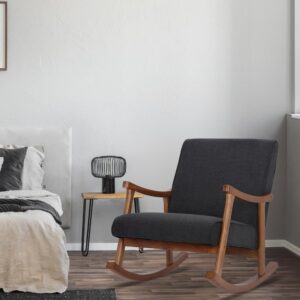 wohnli-moebel-suche-M23092330-1 Schaukelstuhl mit Armlehnen und Sitz aus Stoff dunkelgrau 92x82x67cm Stoff Grau CLP Sofas und Sessel Sessel, Poufs und Fußbänke Sessel