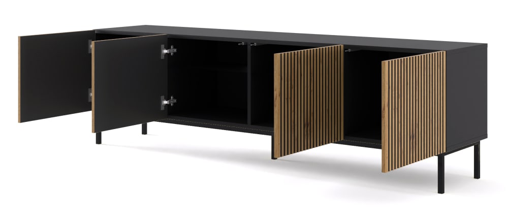 TV-Ständer Holzeffekt Creme und Schwarz 42x58x200cm Spanplatte Beige AKL FURNITURE Möbel Wohnzimmermöbel TV-Möbel