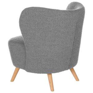 Sessel mit Holzbeinen und hellgrauem Schaffell-Stoff. 70x80x75cm Polyester Grau Koketto Home Sofas und Sessel Sessel, Poufs und Fußbänke Sessel