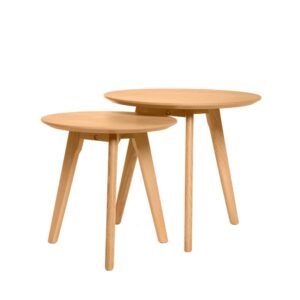 wohnli-moebel-suche-M23093039 Wohnli Möbelsuche - Set runde Tische aus Eichenholz.