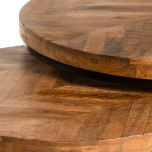 wohnli-moebel-suche-M23093042-1 Runde Tische aus Mangoholz mit Beinen in Schwarz. 75x51x75cm Holz Braun Koketto Home Möbel Wohnzimmermöbel Couchtische