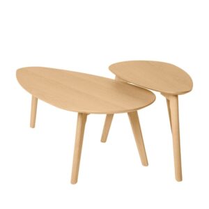 wohnli-moebel-suche-M23093043-1 Set aus ovalen Tischen aus Eichenholz. 100x35x50cm Holz Braun Koketto Home Möbel Wohnzimmermöbel Couchtische