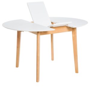 Ausziehbarer runder Tisch 100 cm in Weiß. 100x76x100cm Holz Weiß Koketto Home Möbel Esszimmermöbel Esstische