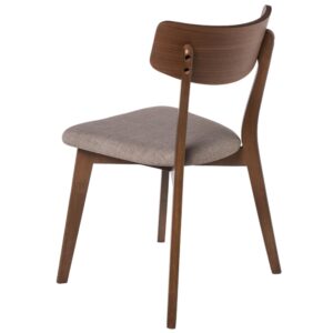 wohnli-moebel-suche-M23093073-1 Stuhl im Wabi-Sabi-Stil aus Nussbaum mit gepolstertem Sitz in Hellgrau 51x79x46cm Holz Grau Koketto Home Möbel Esszimmermöbel Stühle