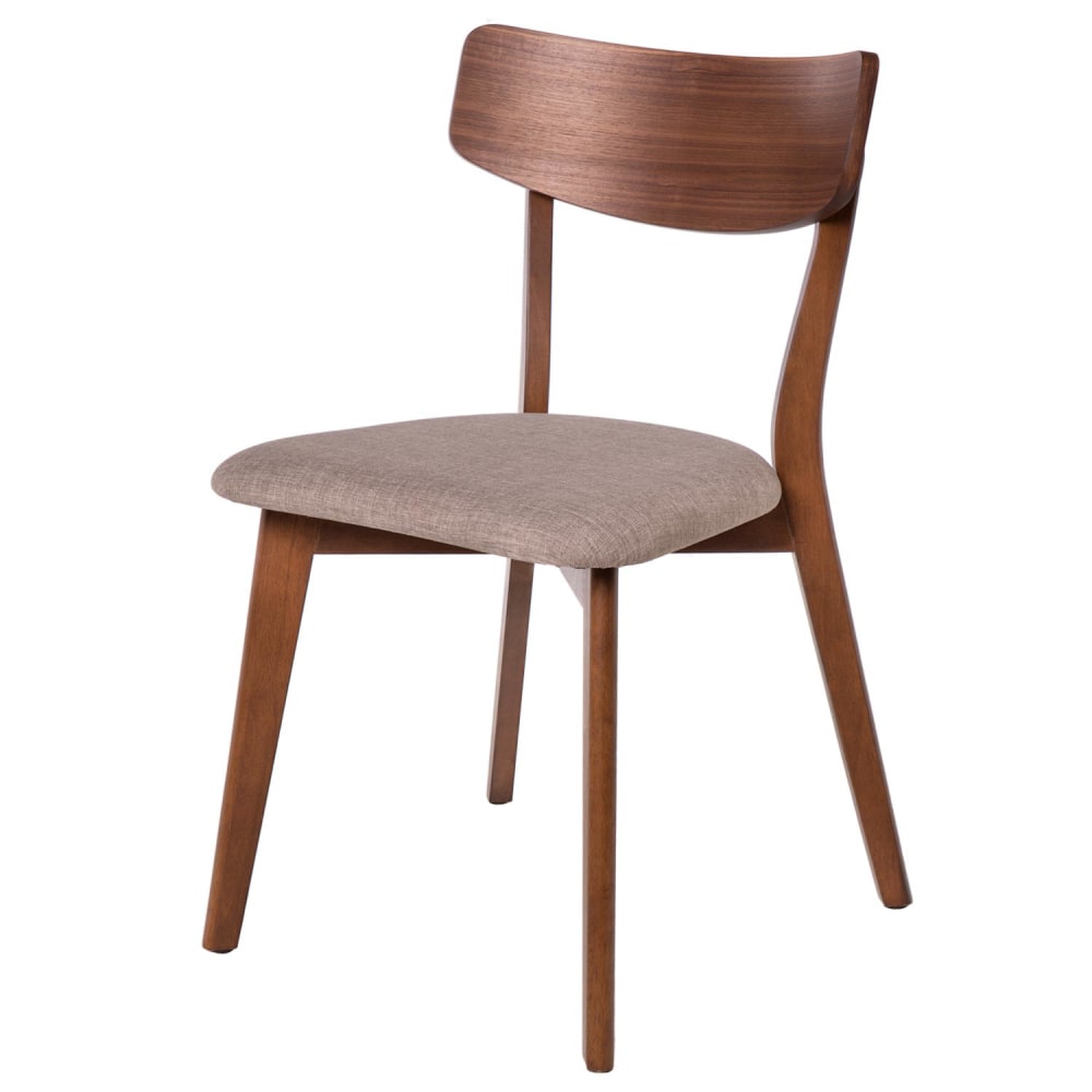 Wohnli Möbelsuche - Stuhl im Wabi-Sabi-Stil aus Nussbaum mit gepolstertem Sitz in Hellgrau