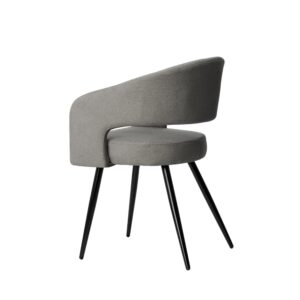 wohnli-moebel-suche-M23093114-1 Dunkelgrauer Esszimmerstuhl mit Armlehnen und schwarzen Beinen. 56x83x56cm PES - Polyester Grau Koketto Home Möbel Esszimmermöbel Stühle
