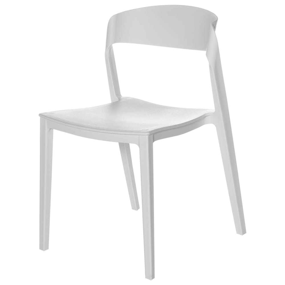 Wohnli Möbelsuche - Stapelbarer Stuhl aus Polypropylen in Weiß.