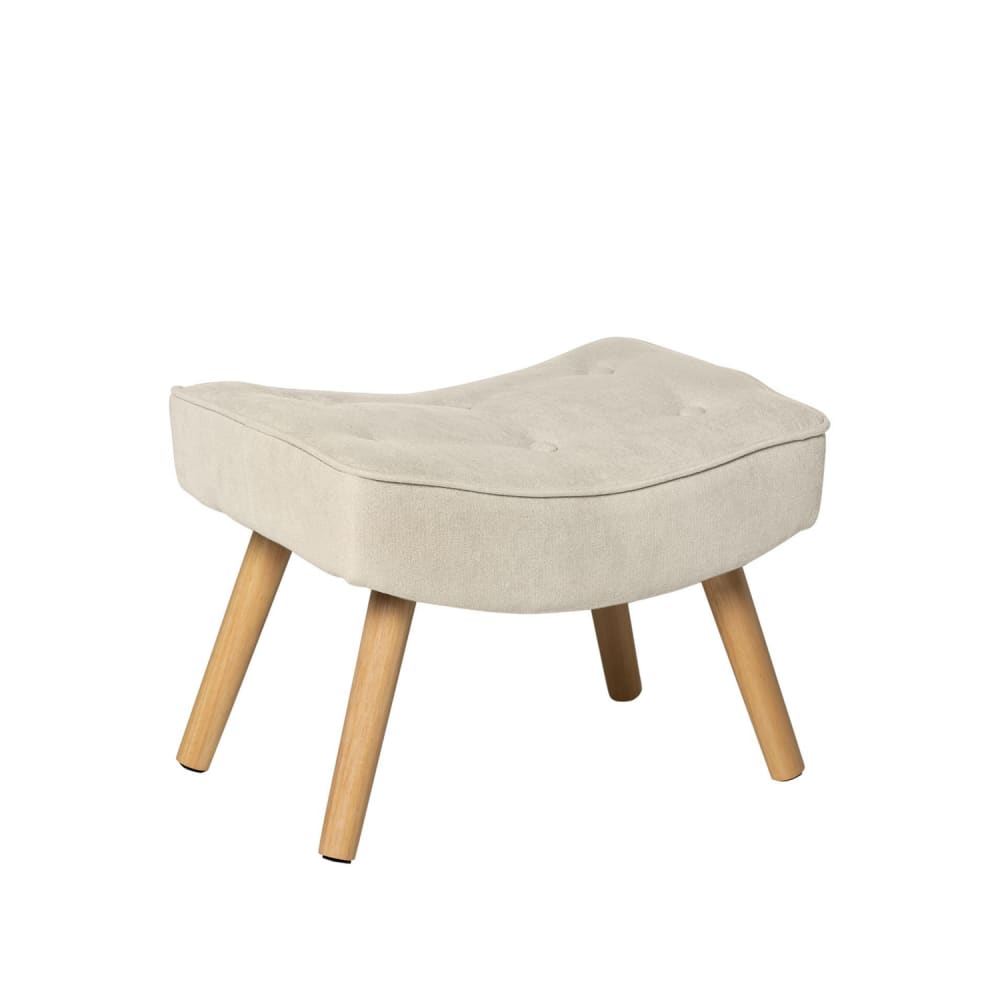 wohnli-moebel-suche-M23093162 Wohnli Möbelsuche - Fussständer im nordischen Stil mit Bezug in Beige und Beinen aus Holz.
