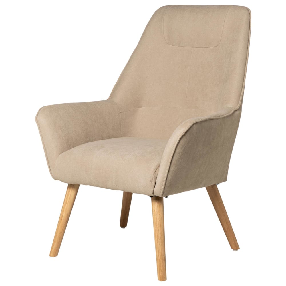 wohnli-moebel-suche-M23093164 Wohnli Möbelsuche - Gepolsterter Sessel mit hoher Rückenlehne und Eichenholzbeinen.
