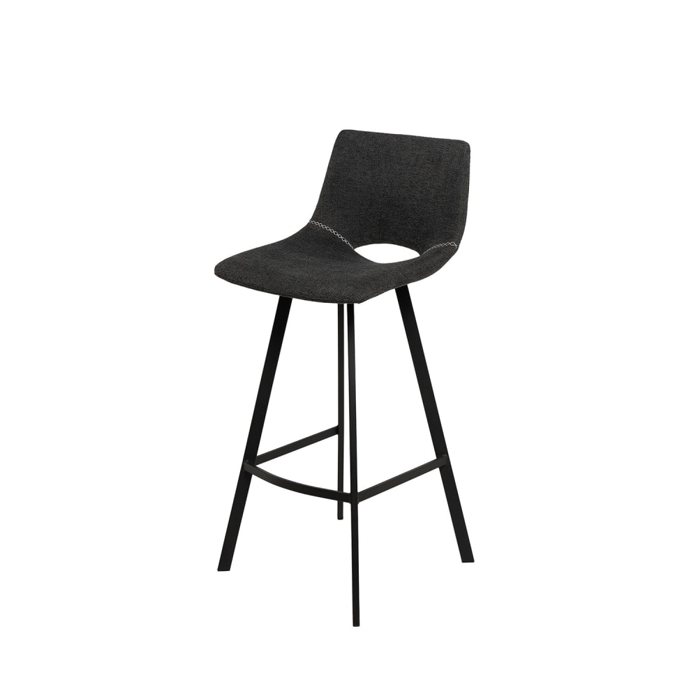 wohnli-moebel-suche-M23093167 Wohnli Möbelsuche - Hoher Hocker mit Bezug in Dunkelgrau und Beinen in Schwarz.