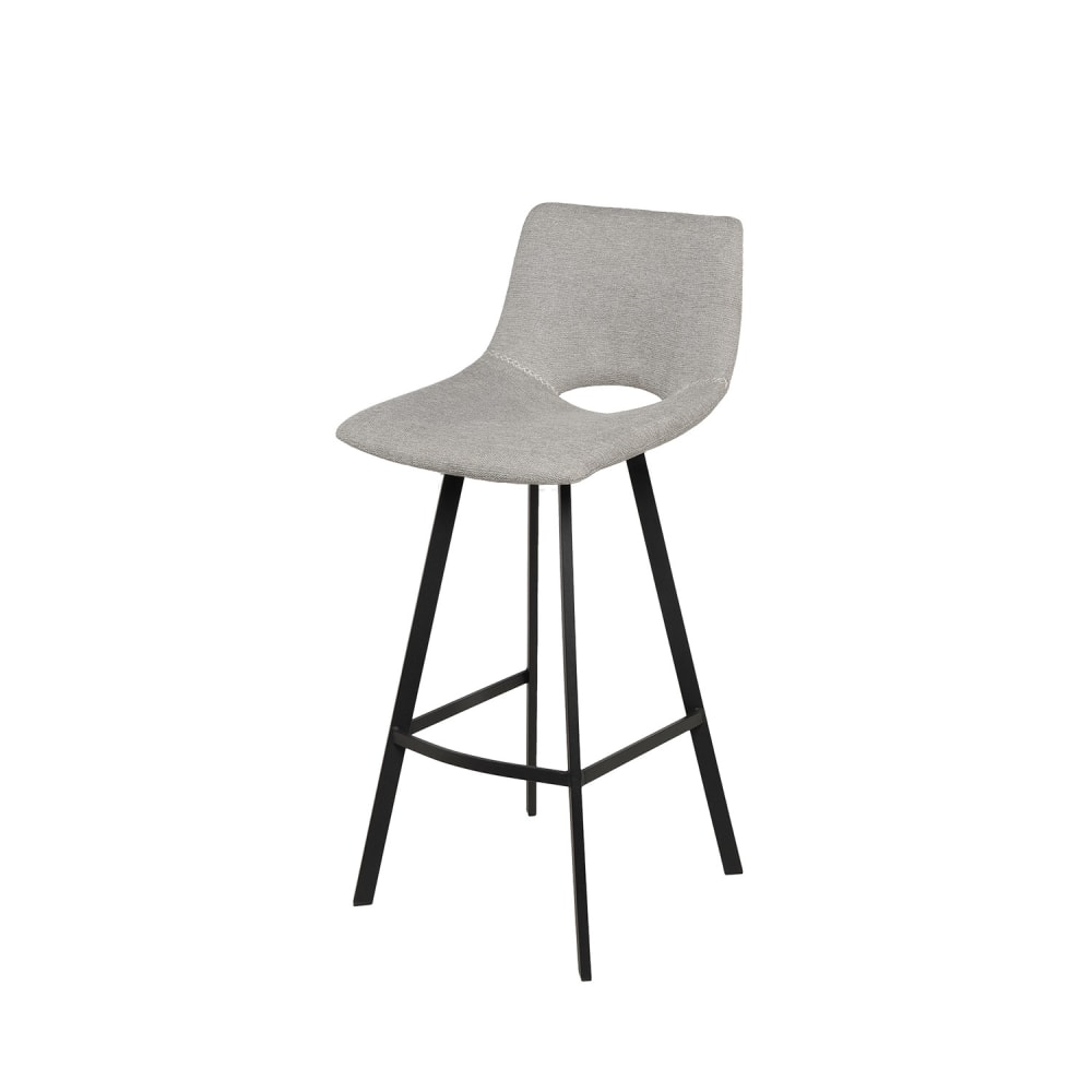 wohnli-moebel-suche-M23093168 Wohnli Möbelsuche - Hoher Hocker mit Bezug und Beinen in Schwarz und in Hellgrau.