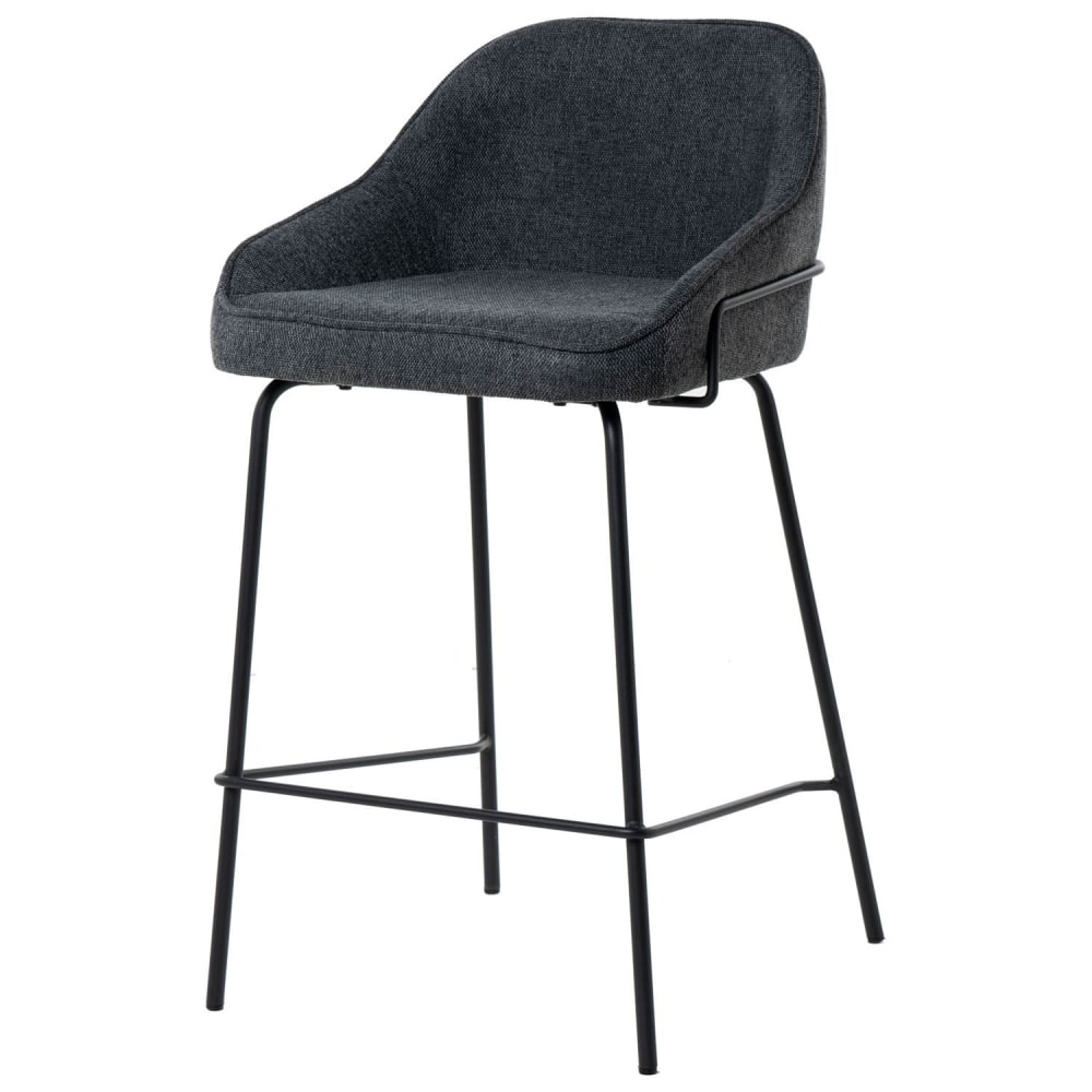 wohnli-moebel-suche-M23093170 Wohnli Möbelsuche - Eleganter niedriger Hocker mit Bezug in Dunkelgrau.