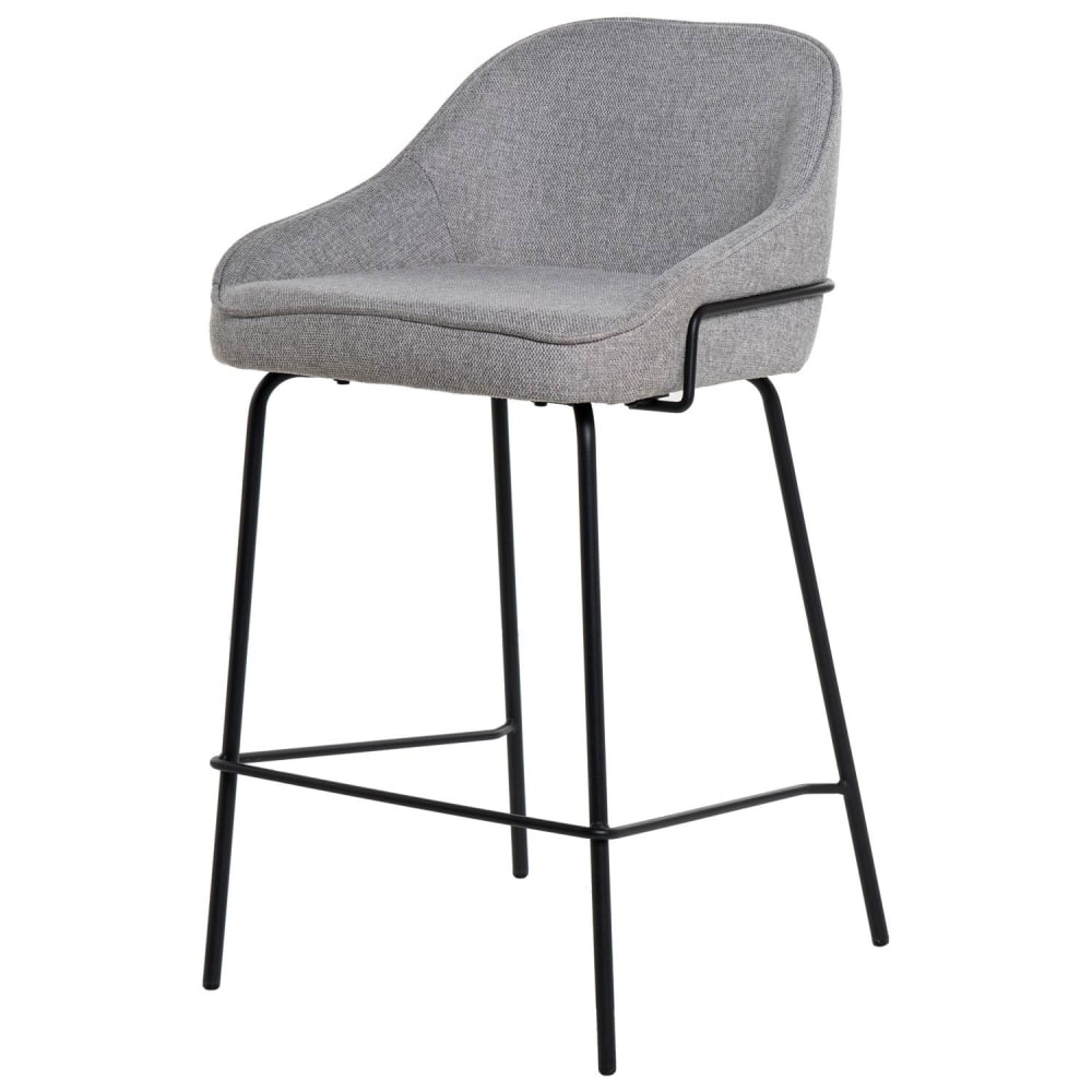 wohnli-moebel-suche-M23093172 Wohnli Möbelsuche - Eleganter niedriger Hocker mit Bezug in Hellgrau.
