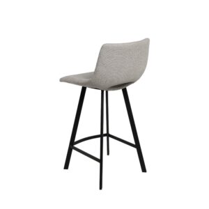 Niedriger Hocker mit Stoff in Hellgrau und Beinen in Schwarz. 49x92x45cm PES - Polyester Grau Koketto Home Möbel Wohnzimmermöbel Hocker