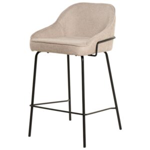 Wohnli Möbelsuche - Eleganter niedriger Hocker mit Polsterung in Beige.