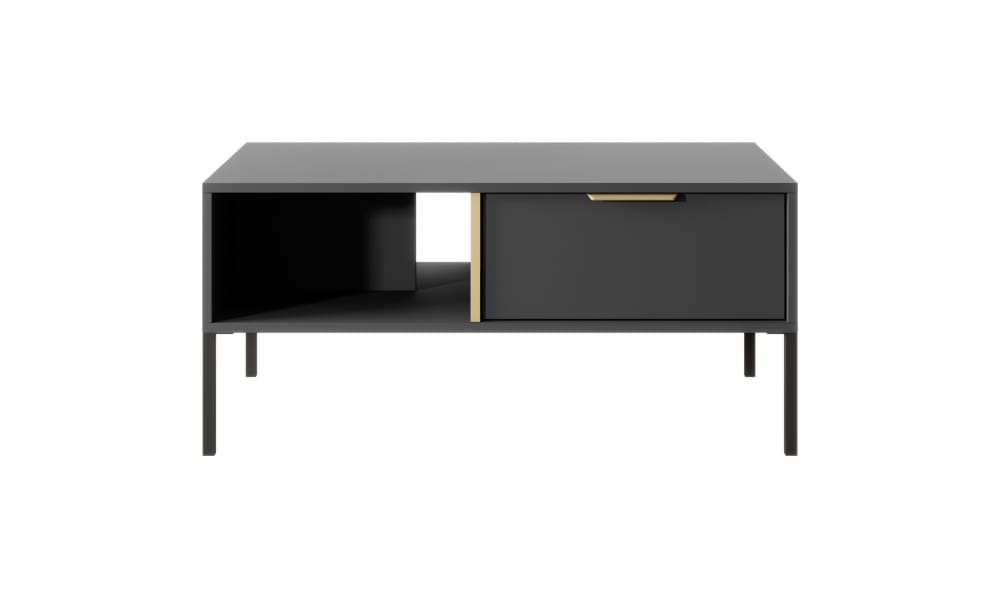 Couchtisch Holzeffekt Schwarz und Gold 60x45x97cm Spanplatte Schwarz AKL FURNITURE Möbel Wohnzimmermöbel Couchtische