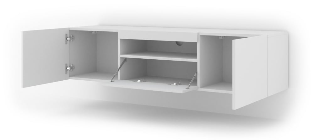 TV-Ständer Holzeffekt Weiß 37x42x150cm Spanplatte Weiß AKL FURNITURE Möbel Wohnzimmermöbel TV-Möbel