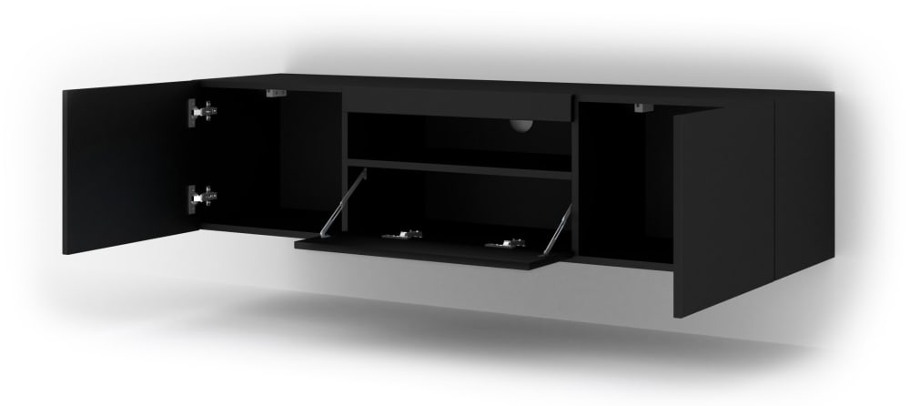TV-Ständer Holzeffekt Schwarz 37x42x150cm Spanplatte Schwarz AKL FURNITURE Möbel Wohnzimmermöbel TV-Möbel