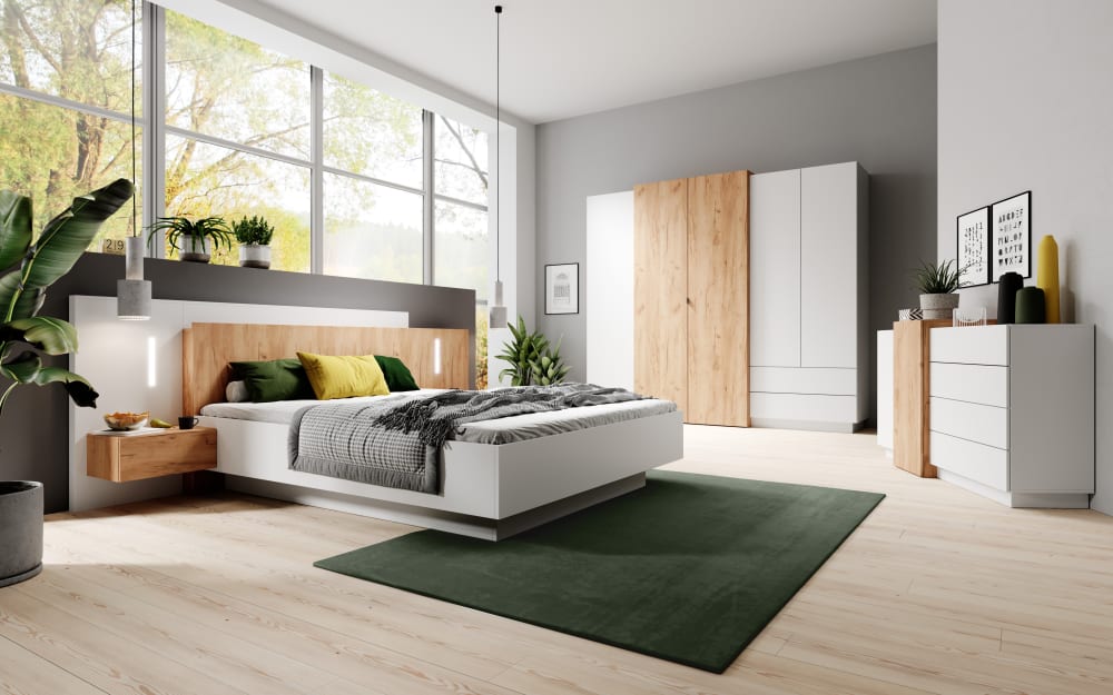 wohnli-moebel-suche-M23094090-1 Kommode Holzeffekt Weiß und Creme 45x94x160cm Spanplatte Weiß AKL FURNITURE Möbel Schlafzimmermöbel Kommoden