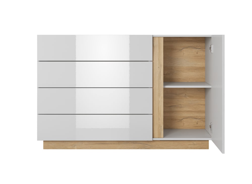 Kommode Holzeffekt Weiß 40x91x139cm Spanplatte Weiß AKL FURNITURE Möbel Schlafzimmermöbel Kommoden