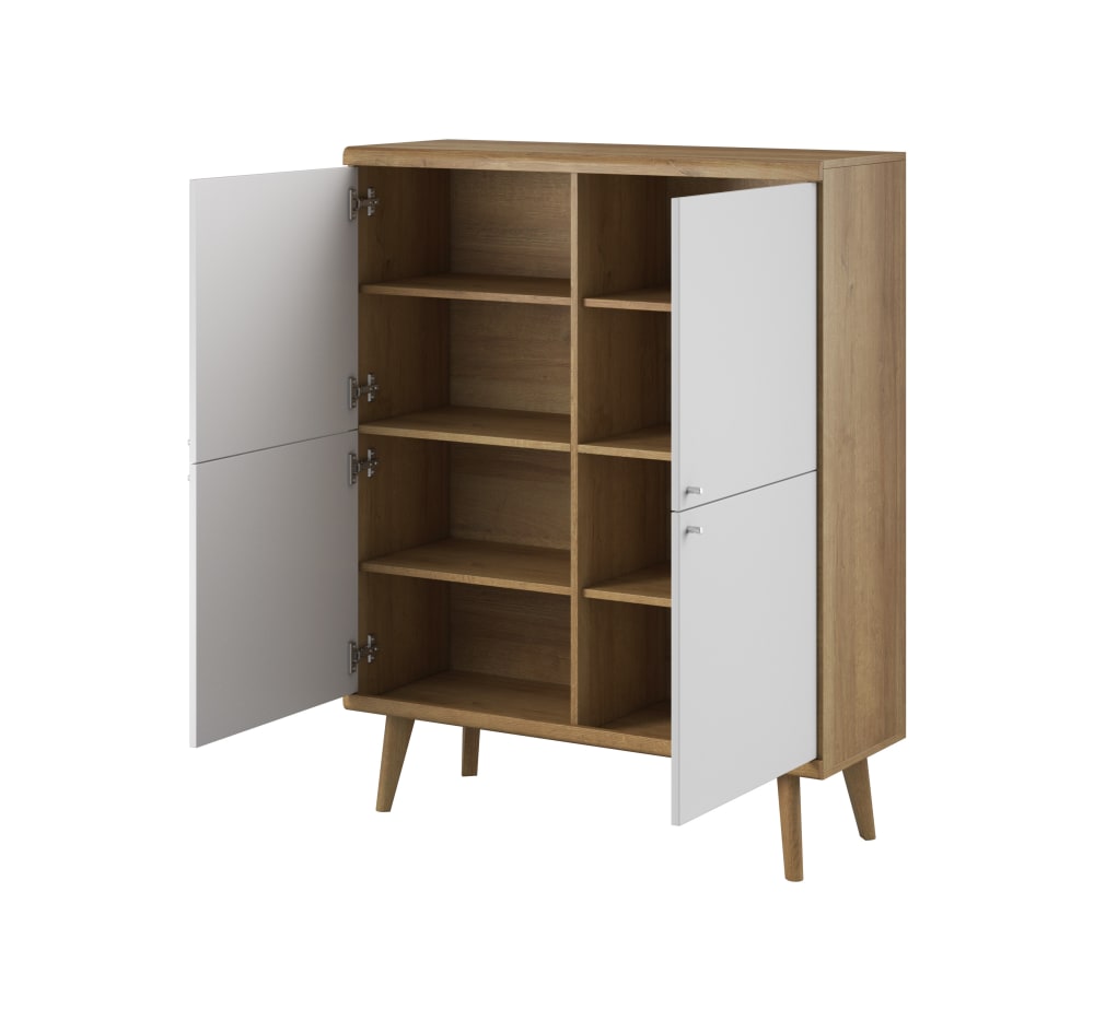 Kommode Holzeffekt Creme und Weiß 40x134x107cm Spanplatte Beige AKL FURNITURE Möbel Schlafzimmermöbel Kommoden