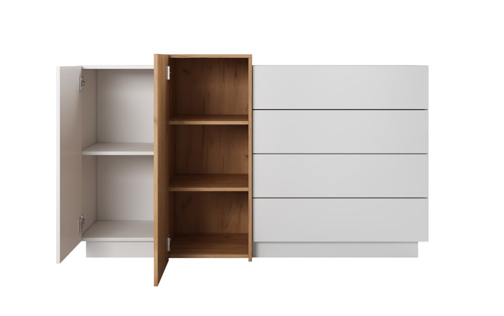 Kommode Holzeffekt Weiß und Creme 45x94x160cm Spanplatte Weiß AKL FURNITURE Möbel Schlafzimmermöbel Kommoden