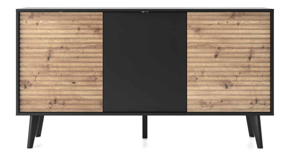 Kommode Holzeffekt Creme und Schwarz 39x83x154cm Spanplatte Beige AKL FURNITURE Möbel Schlafzimmermöbel Kommoden