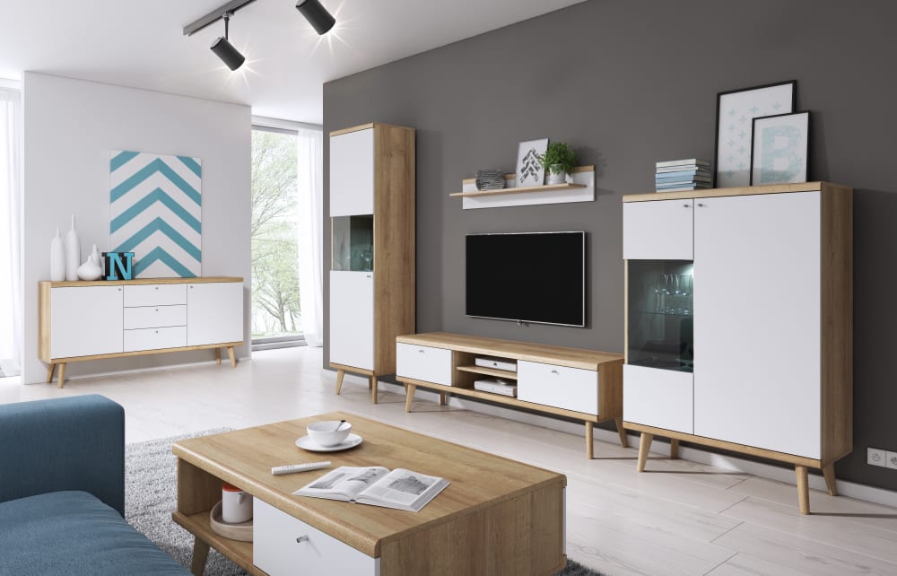 19x20x107cm Spanplatte Beige AKL FURNITURE Möbel Wohnzimmermöbel Regale