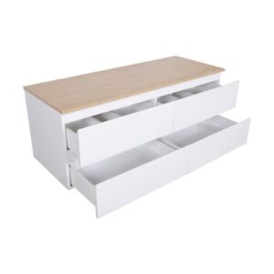 wohnli-moebel-suche-M23094888-1 Doppelwaschtisch 120cm hängend - Holzoptik Arbeitsplatte 120x43x45cm Spanplatte Weiß Mob In Möbel Badezimmermöbel