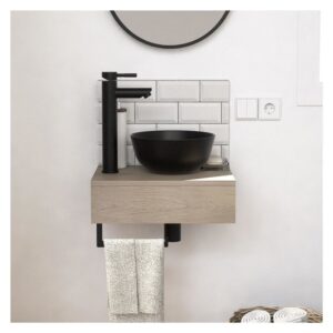 wohnli-moebel-suche-M23094894-1 Dickes Aufsatzwaschbecken + Waschbecken + -Wasserhahn 30x12x40cm Spanplatte Braun Mob In Möbel Badezimmermöbel Waschtische
