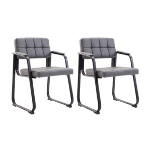 wohnli-moebel-suche-M23095289 Wohnli Möbelsuche - 2er Set Besucherstühle mit Metallgestell Sitz aus Kunstleder grau