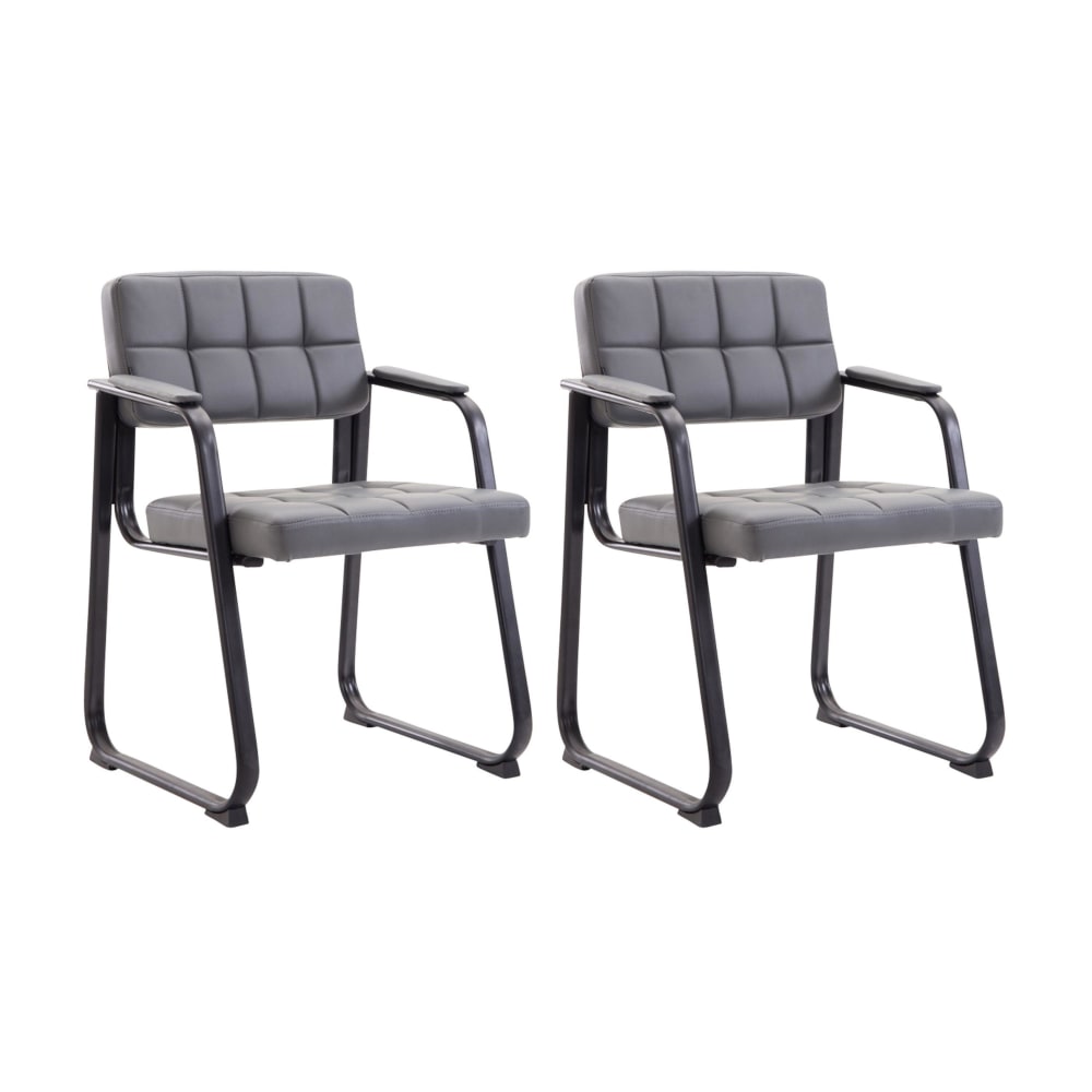 wohnli-moebel-suche-M23095289 Wohnli Möbelsuche - 2er Set Besucherstühle mit Metallgestell Sitz aus Kunstleder grau