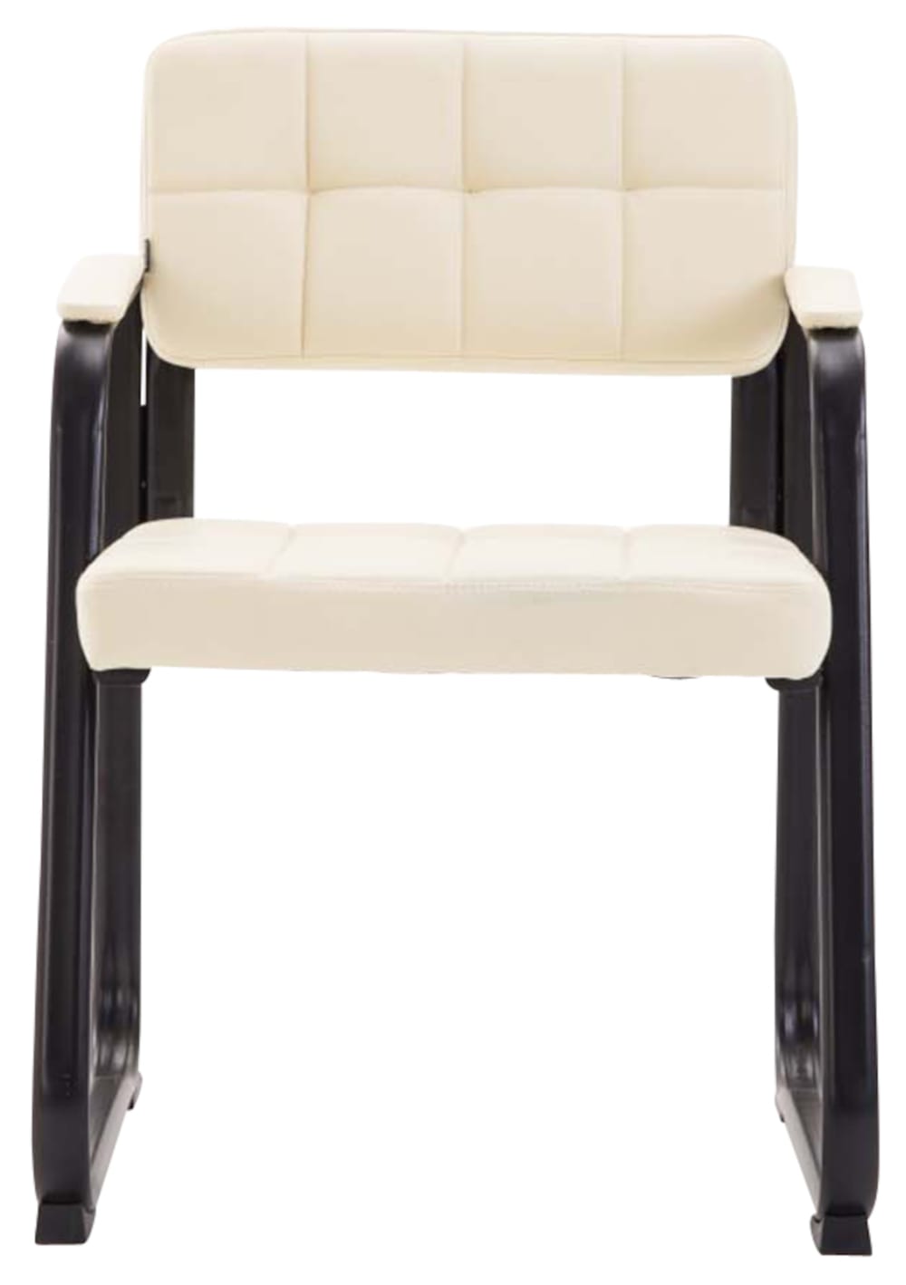 2er Set Besucherstühle mit Metallgestell Sitz aus Kunstleder creme 58x84x59cm PVC und Synthetik Beige CLP Möbel Esszimmermöbel Stühle