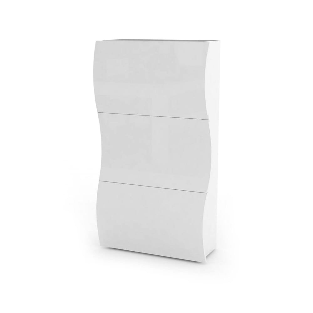 Wohnli Möbelsuche - Schuhregal in glänzendem Weiß mit Holzeffekt